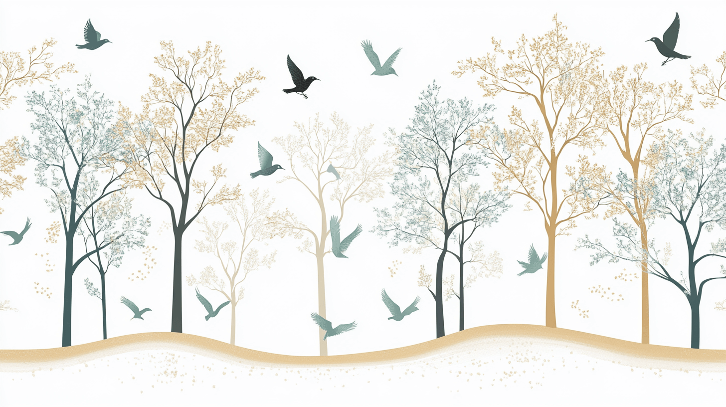 Papier Peint Arbre Et Oiseau