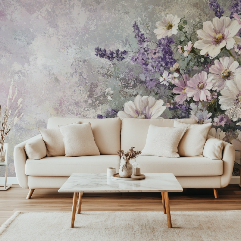 Papier peint fleur cottage canape simple