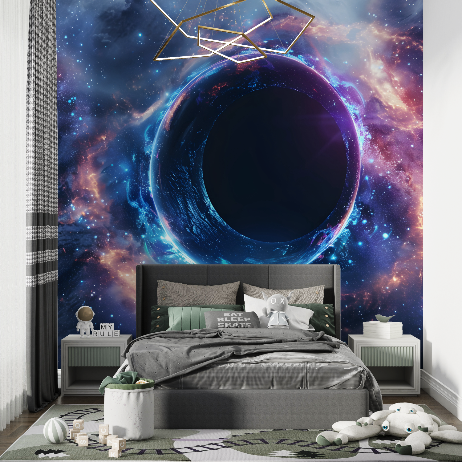 Papier peint espace trou noir chambre de garcon