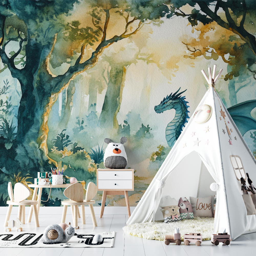 Papier peint animaux la foret du dragon chambre bebe