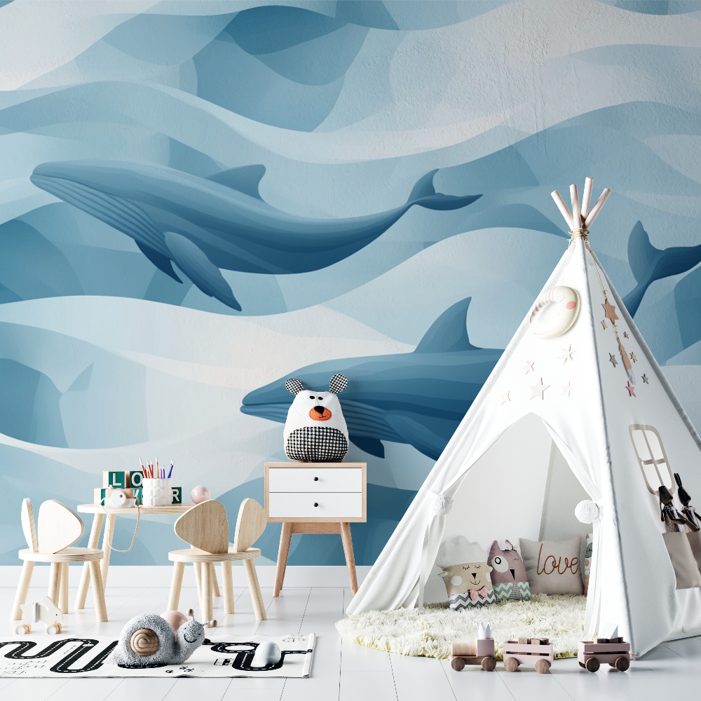 Papier peint marin design geometrique chambre bebe