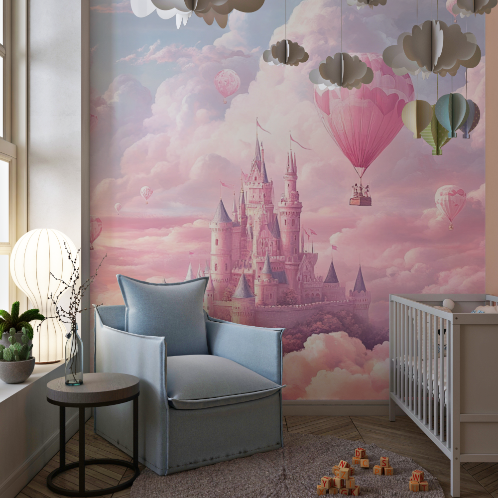 Papier peint princesse monde en rose chambre de fille