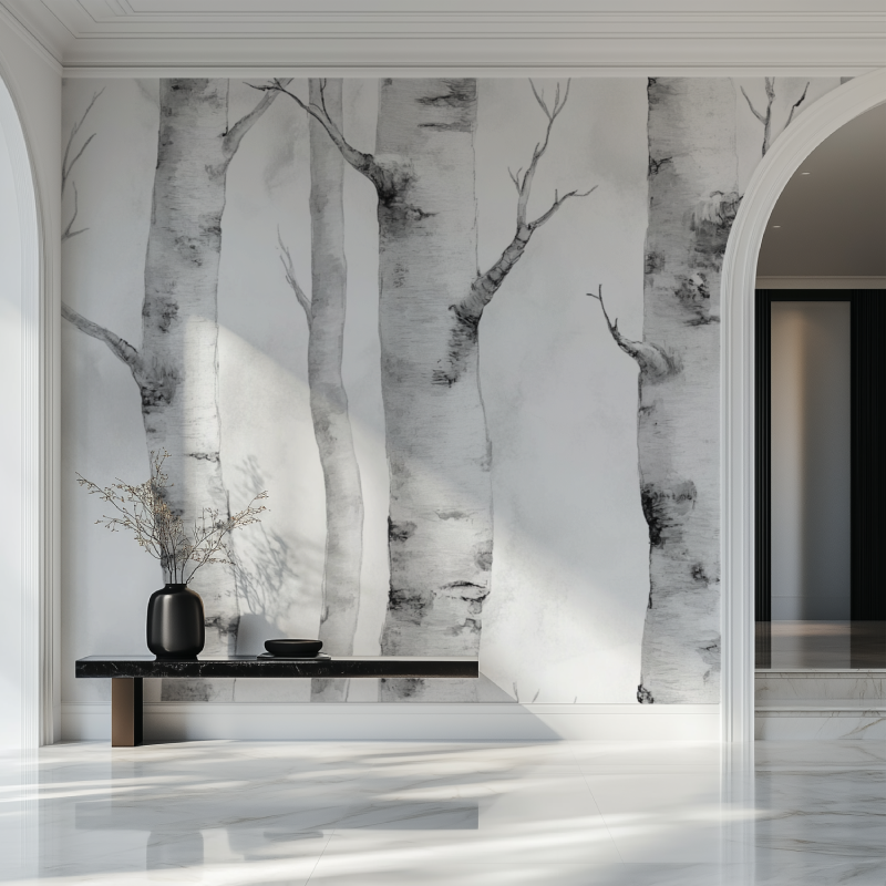 Papier peint arbre bouleau salon beau