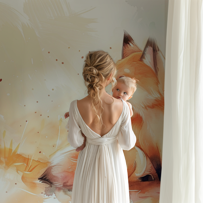 Papier peint tapisserie renard bb123