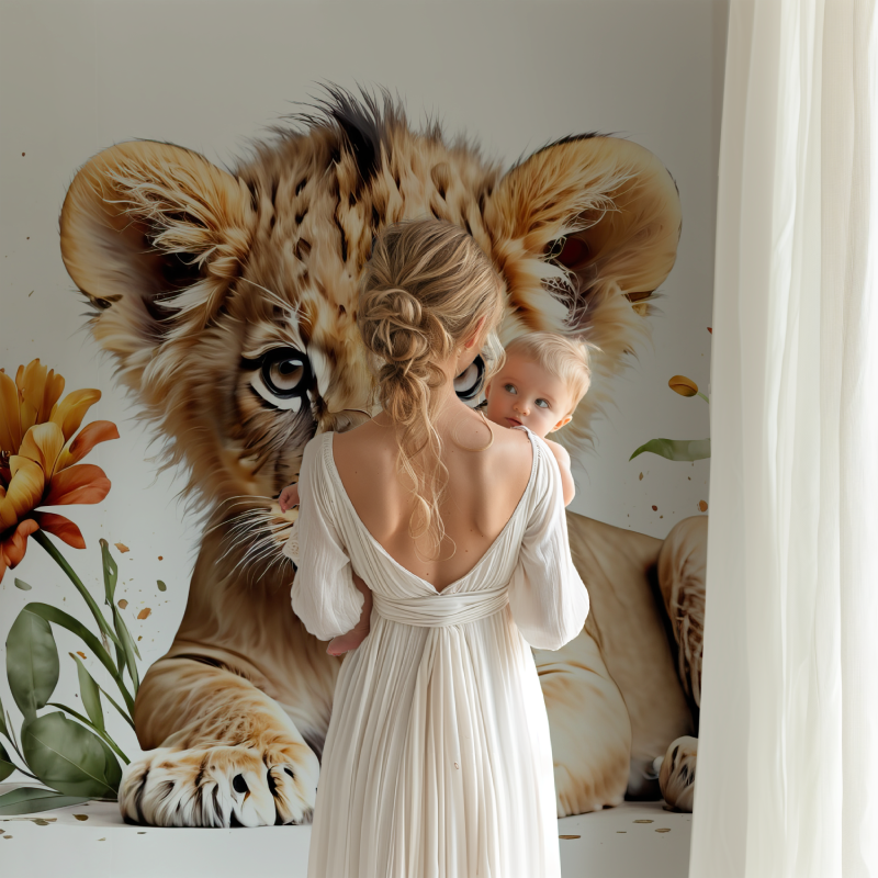 Papier peint lion pastel bb123