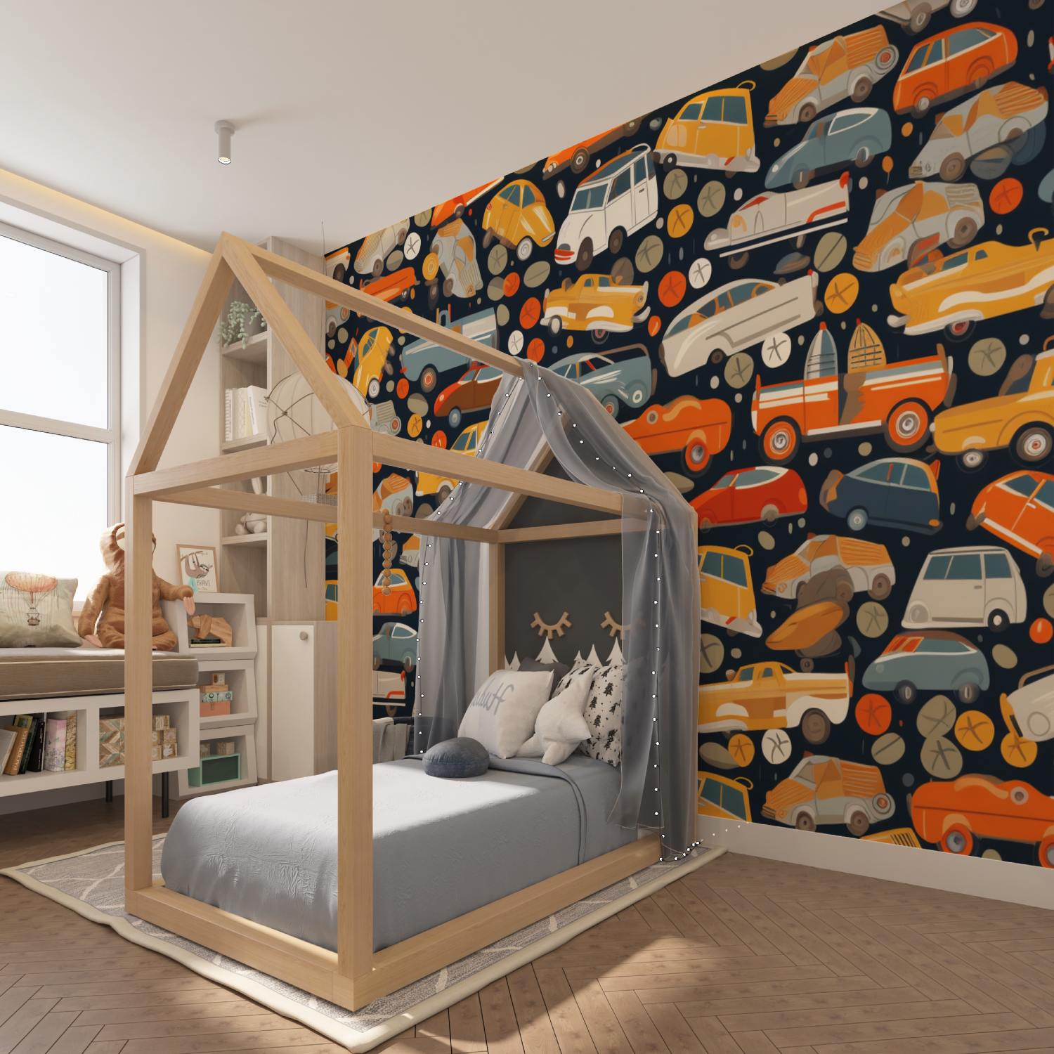 Papier peint motif voiture tapisserie hero