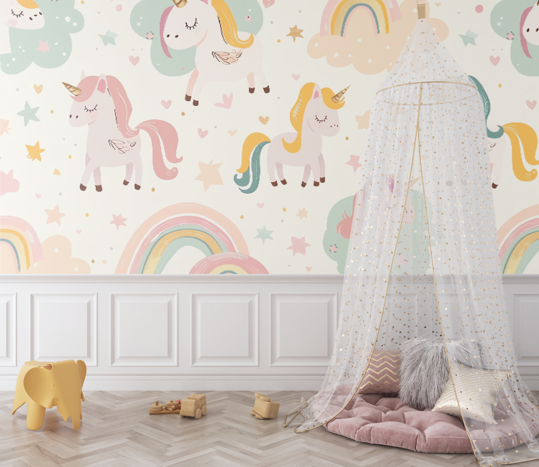 Papier peint pour bébé Licorne - bebe tipi