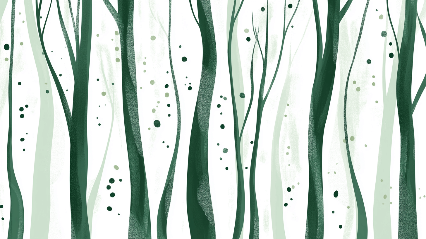 Papier Peint Arbre Stylise Vert Et Blanc
