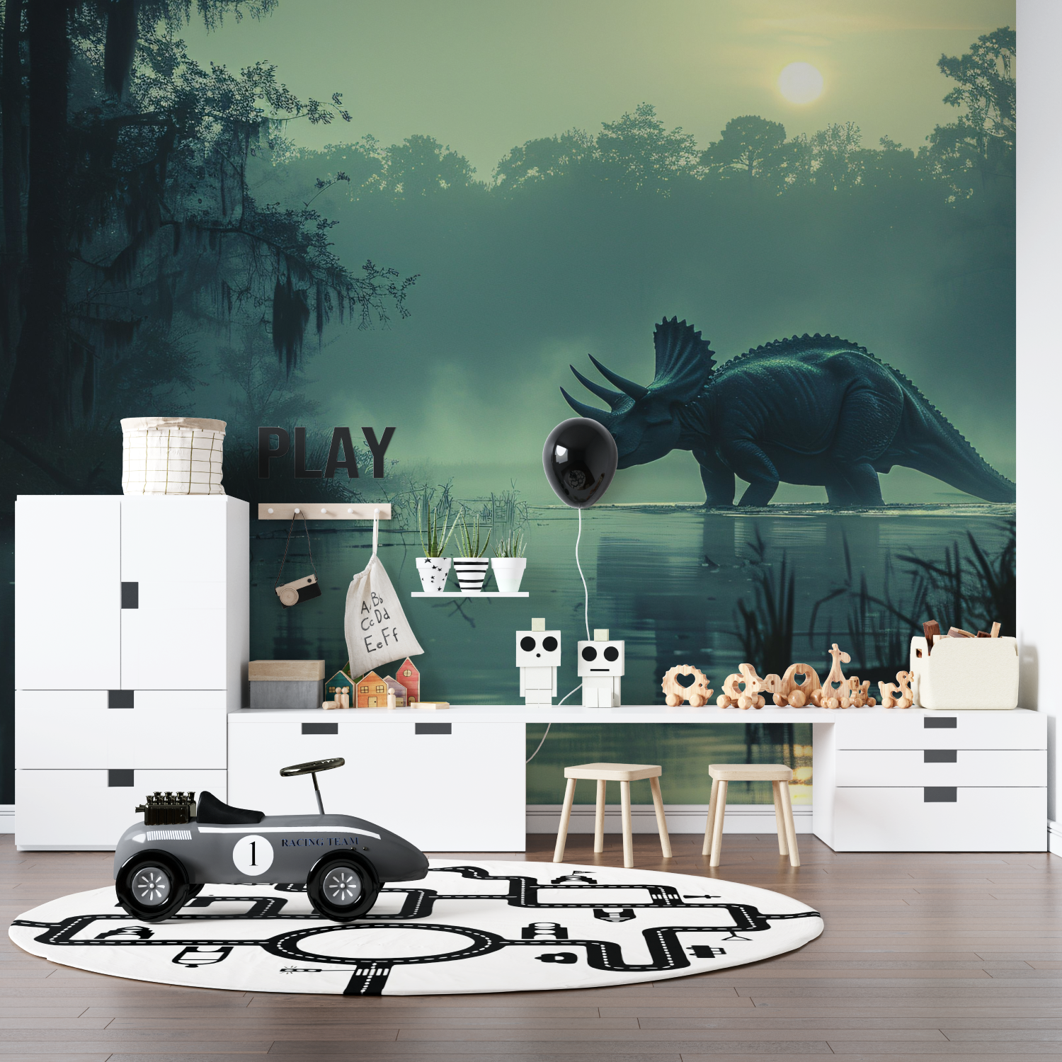 Papier Peint Dinosaure Embrumé - mur panoramique