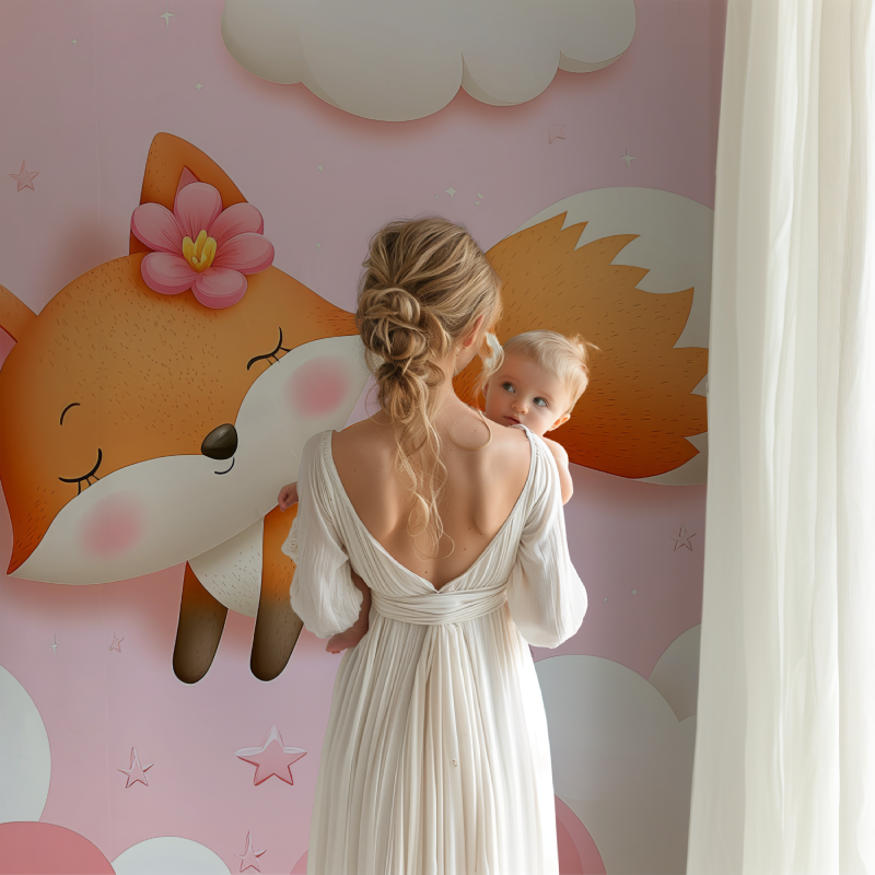 Papier peint renard chambre de fille bb123