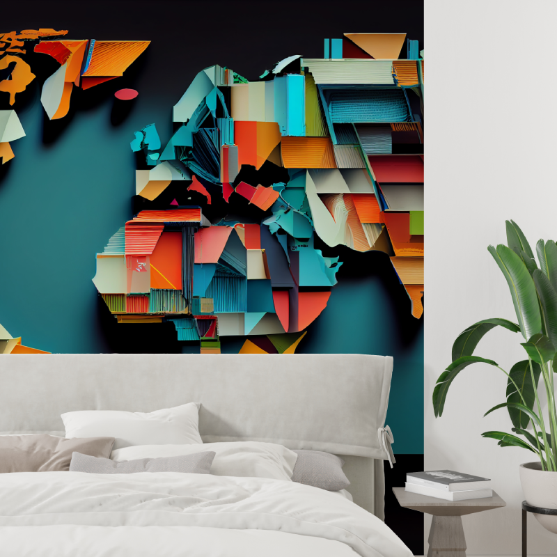 Papier peint 3d carte du monde tapisserie tendance