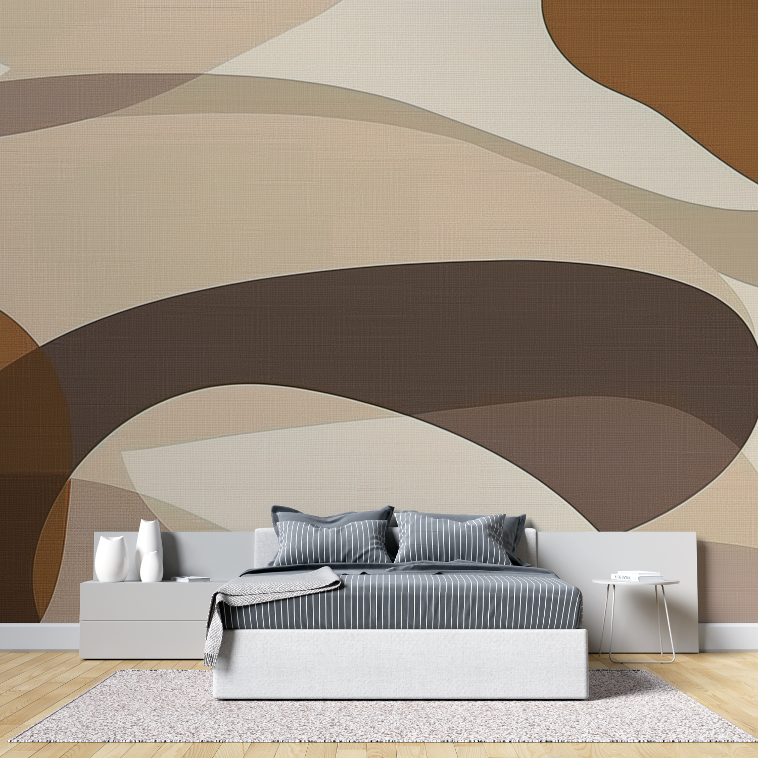 Papier peint panoramique organique marron tete de lit