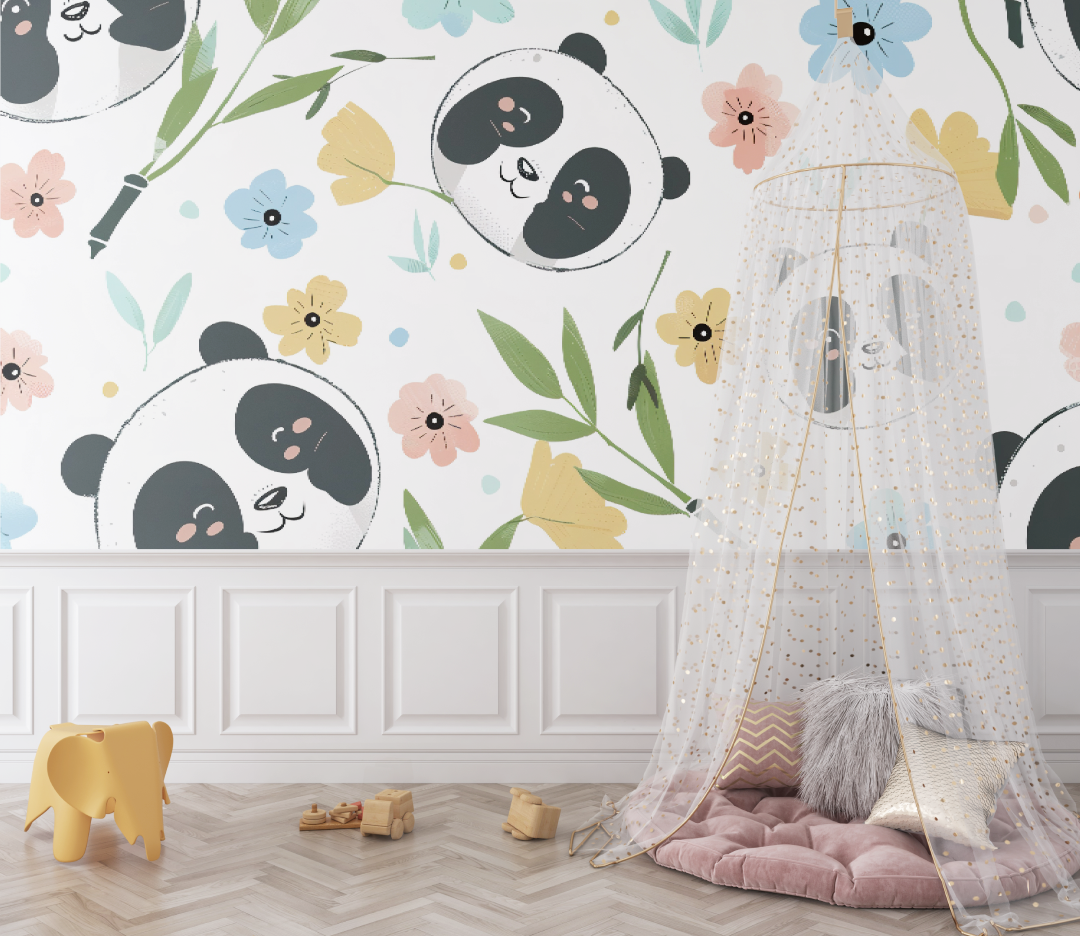 Papier peint Pandas motifs bébé - bebe tipi