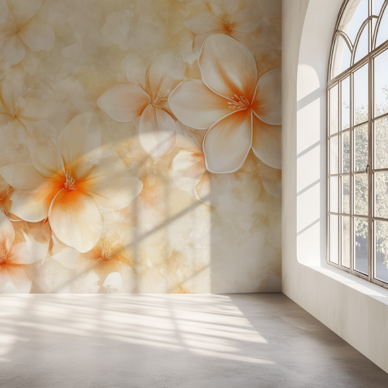 Papier peint fleur de frangipanier mur simple