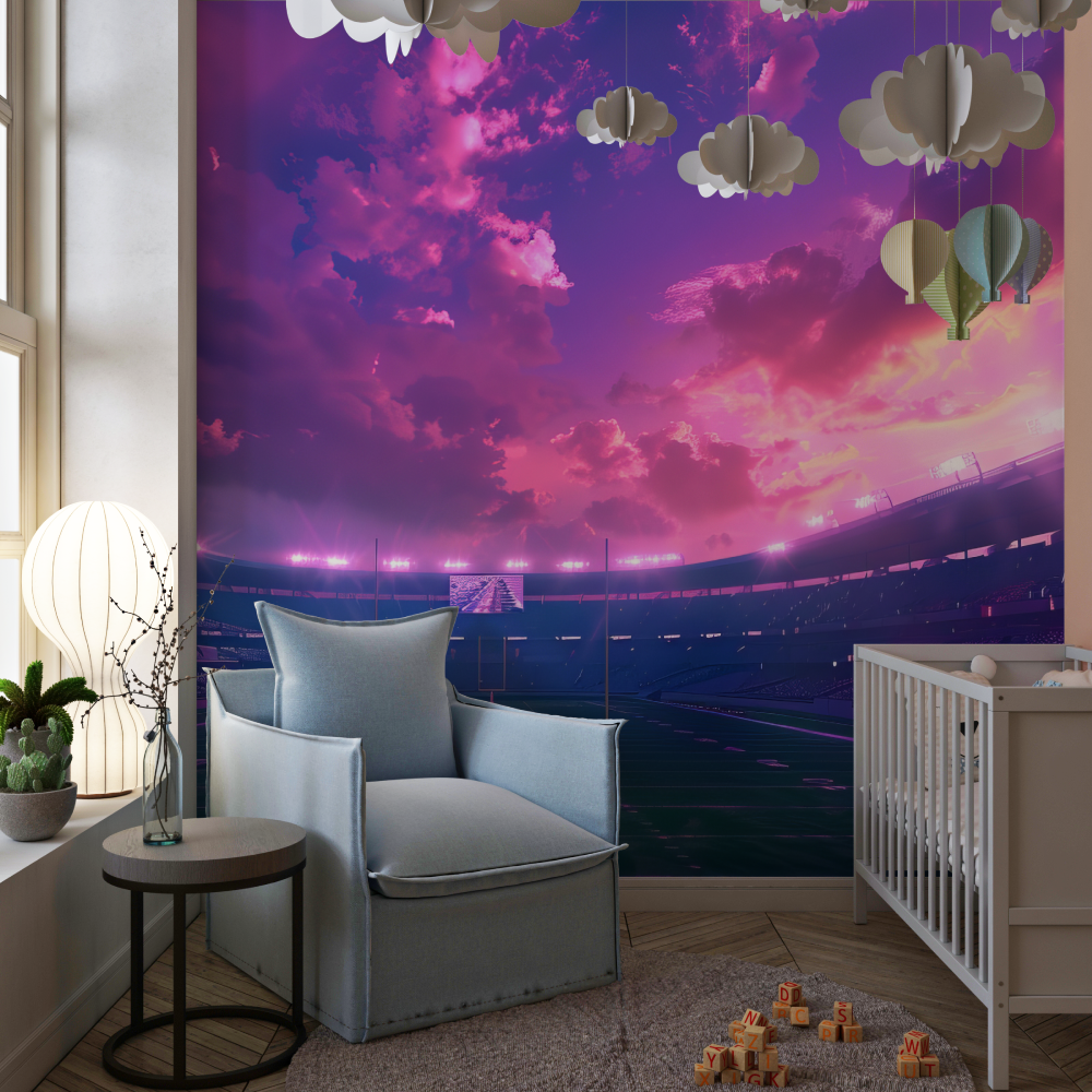 Papier peint stade de foot fille chambre de fille