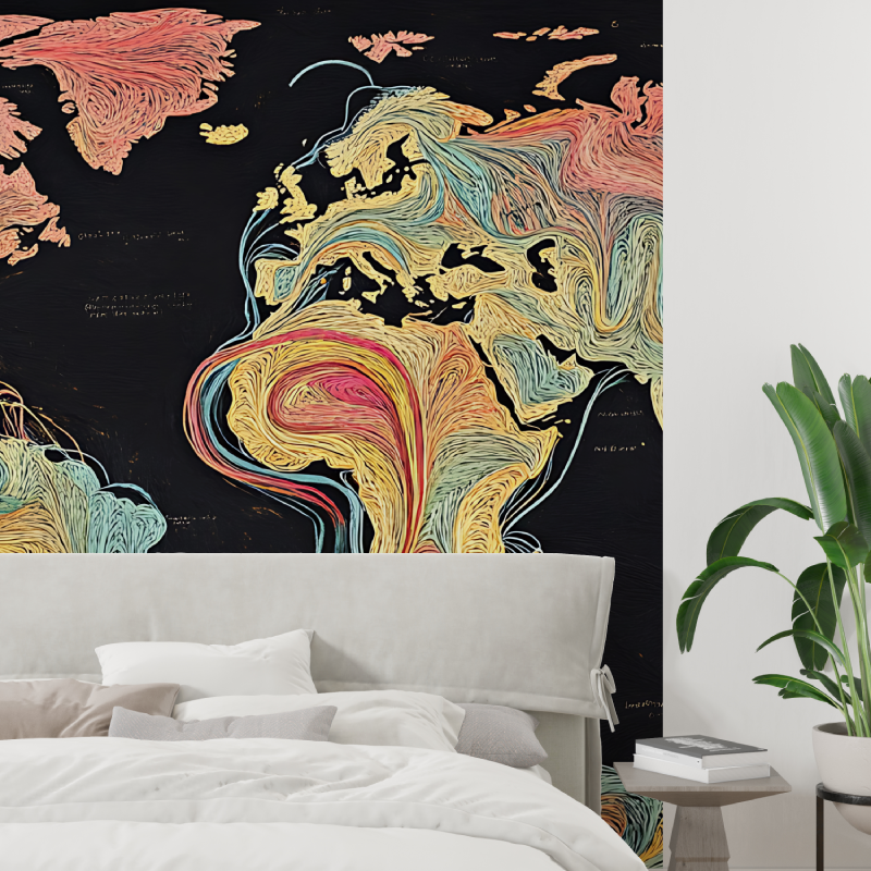 Papier peint tendance carte du monde tapisserie tendance