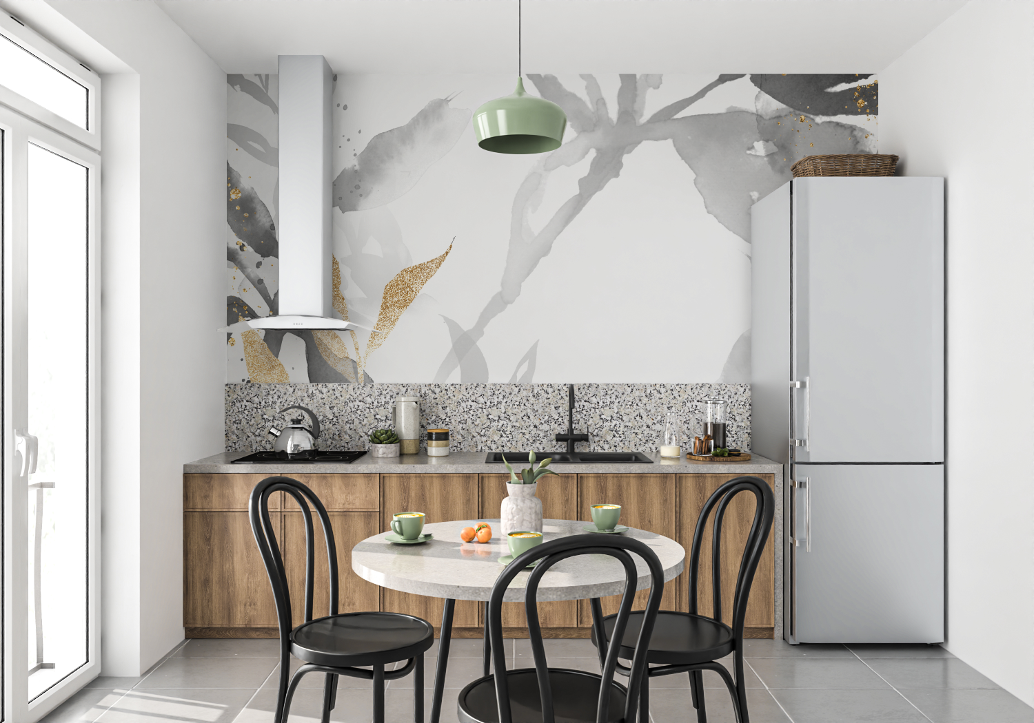 Papier Peint Gris Salon - tapisserie pano