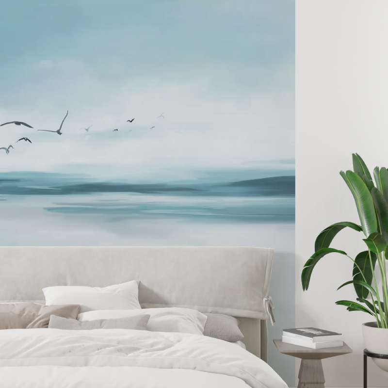 Watercolor landscape mural wallpaper tapisserie tendance
