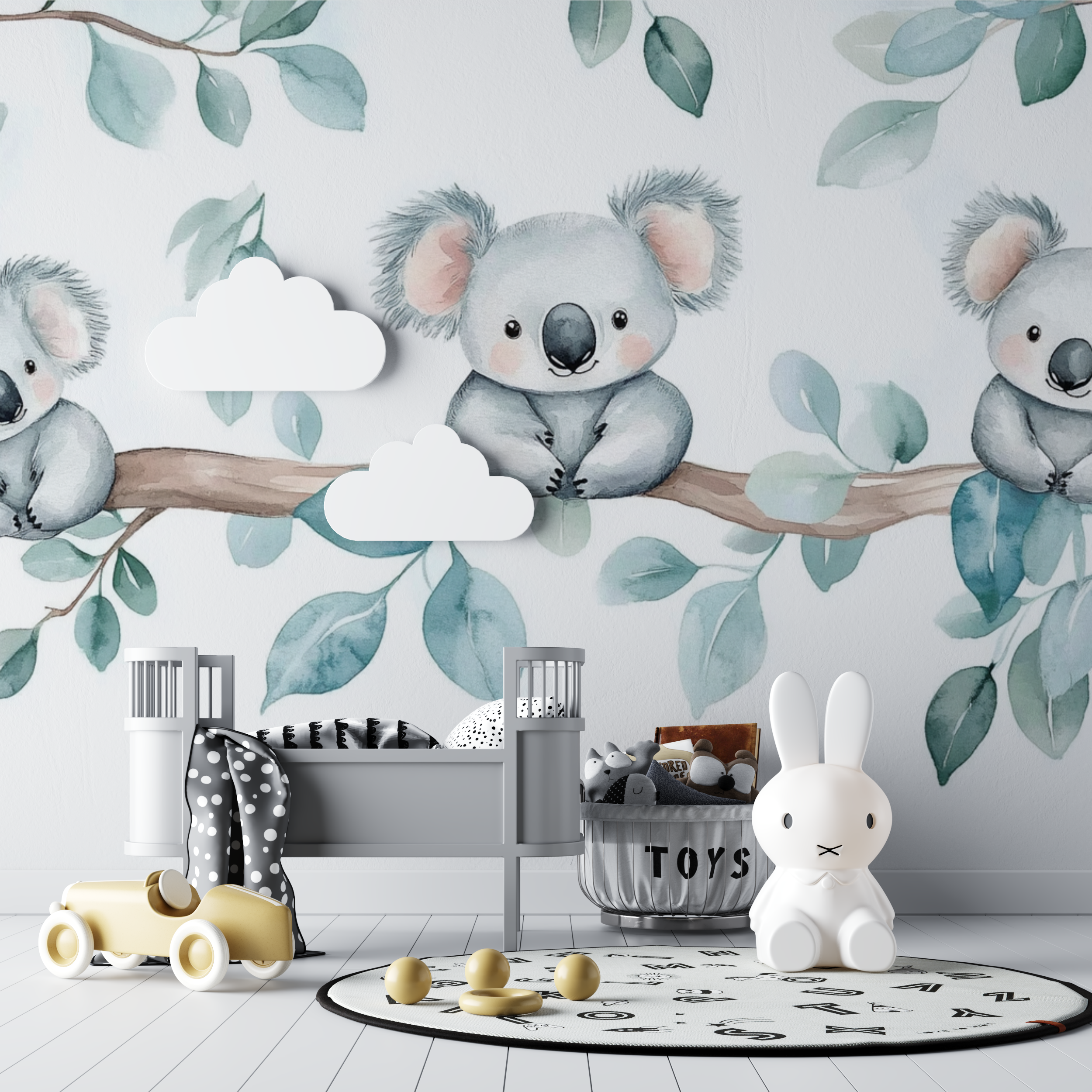 Papier peint koala cocon pastel bebe tipi