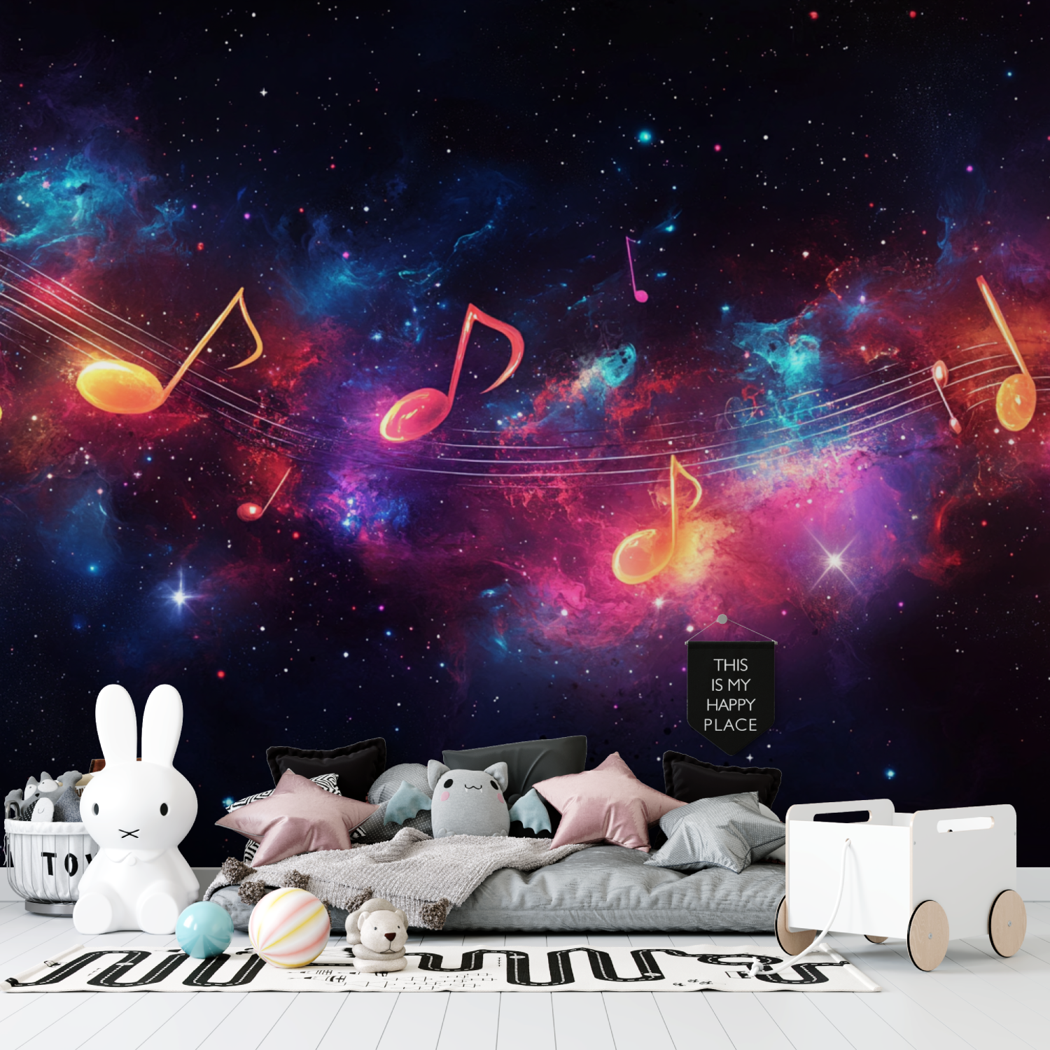 Papier peint chambre ado note de musique tapisserie garcon