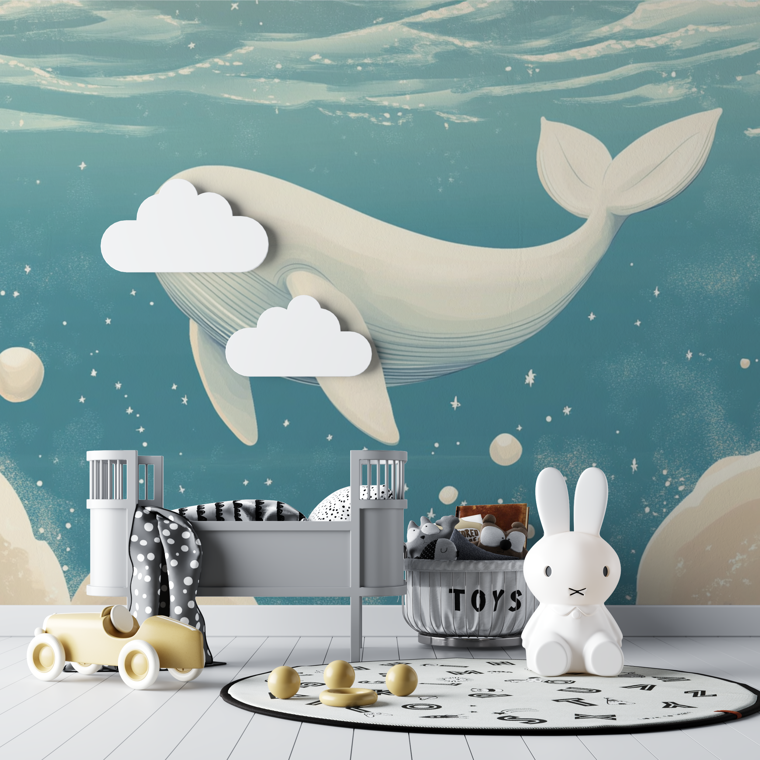 Papier peint baleine bebe bebe tipi