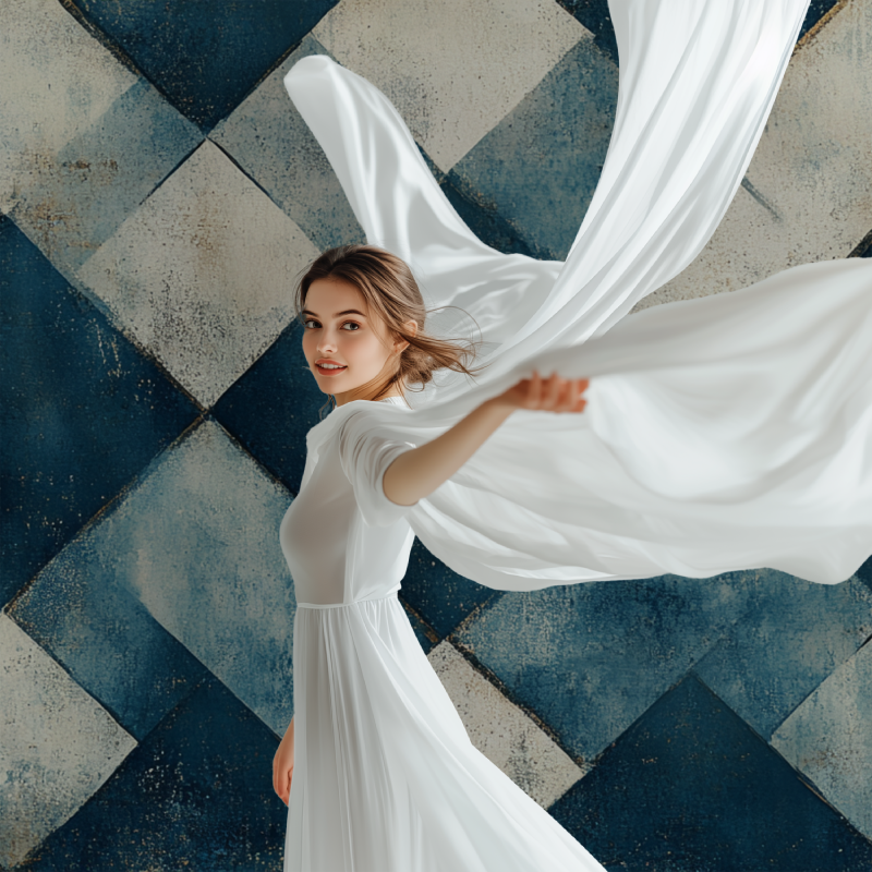 Papier peint vintage losange bleu modele