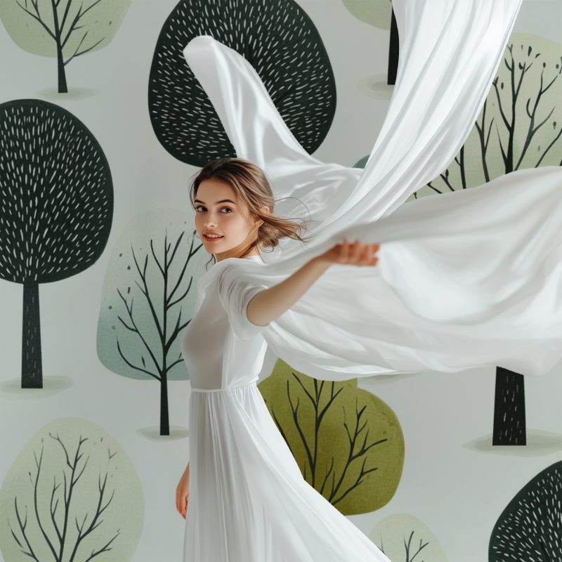 Papier peint arbre stylises modele