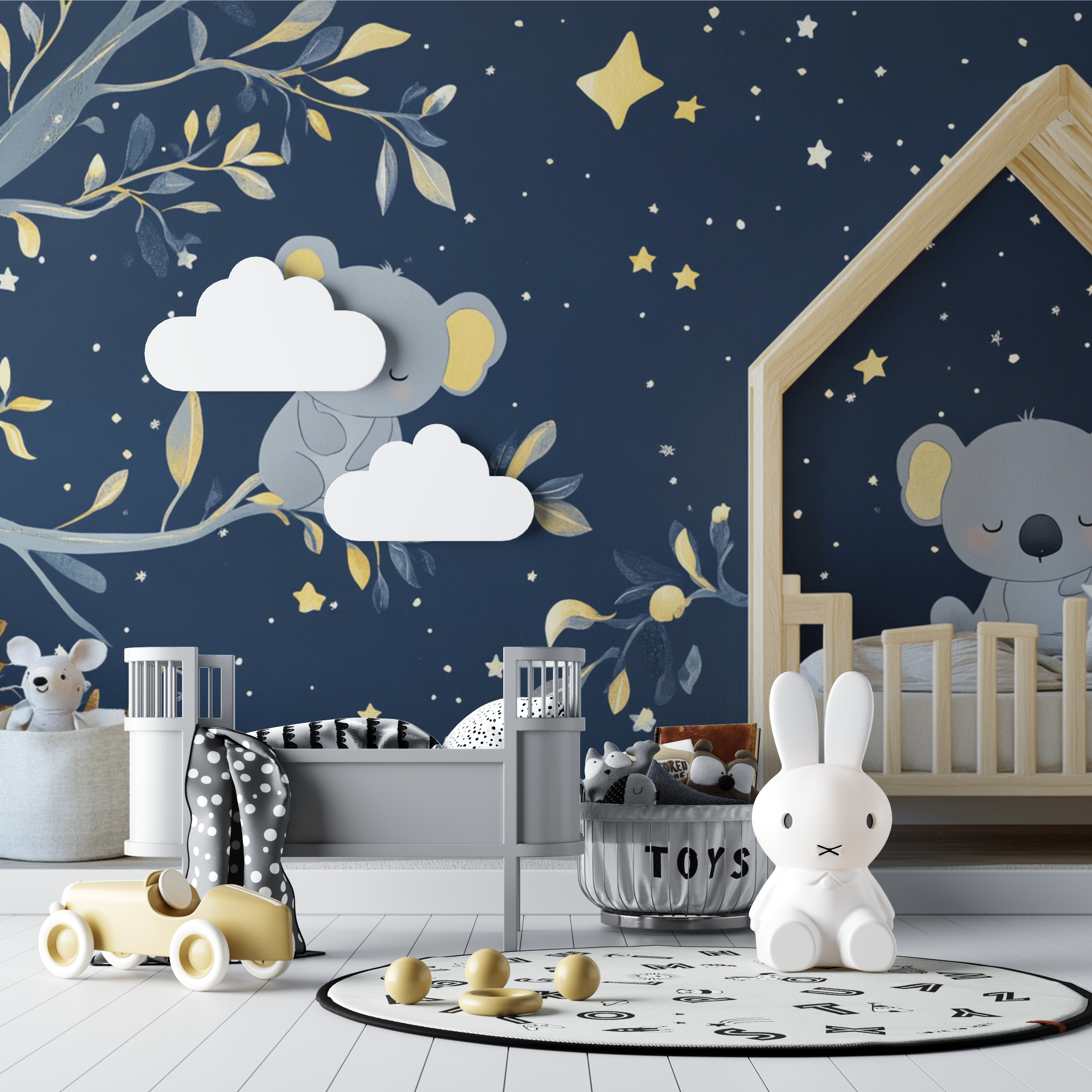 Papier peint koala sous une pluie etoilee bebe tipi