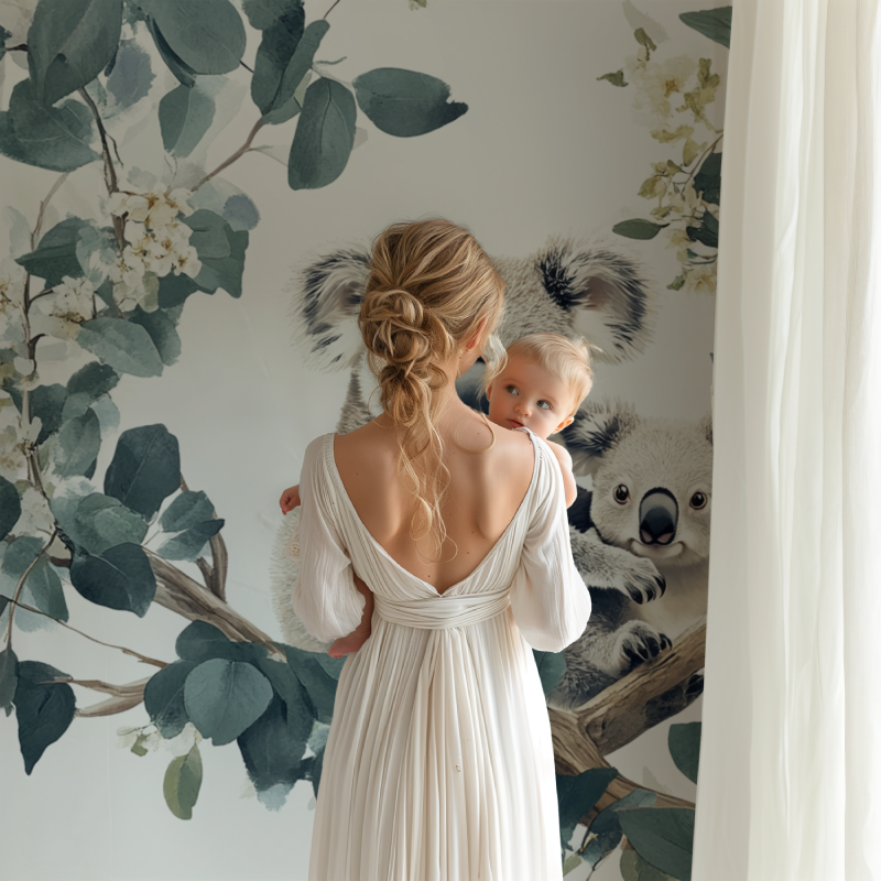 Papier peint koala dans une foret laiteuse bb123