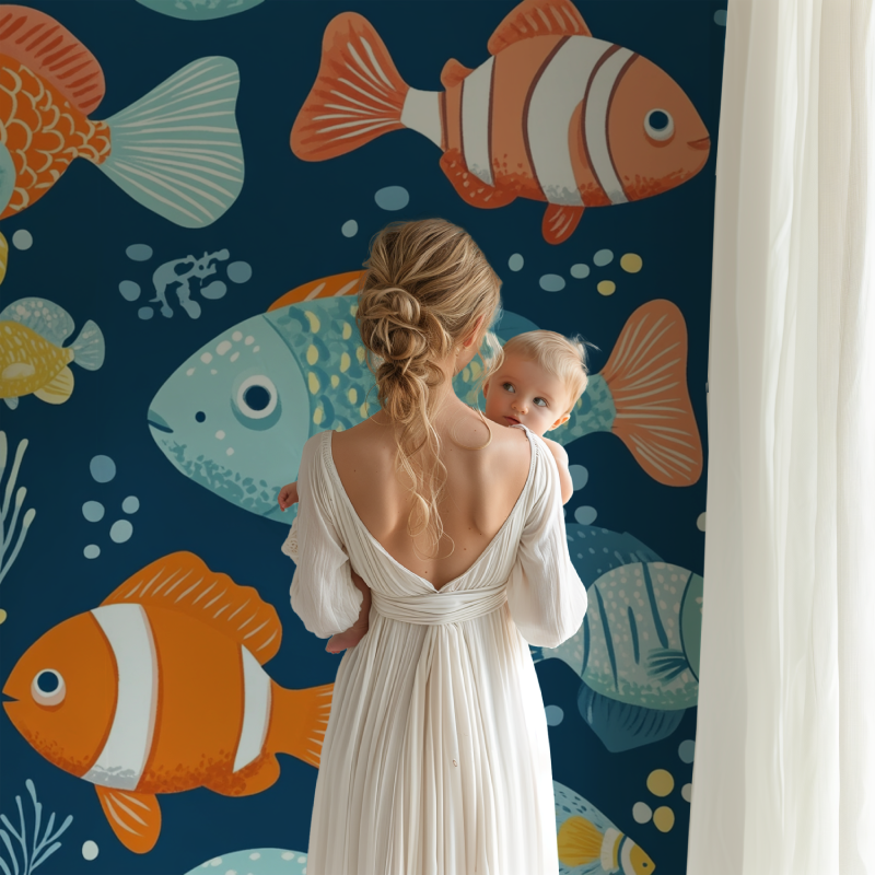 Papier peint marin motif joyeux bb123