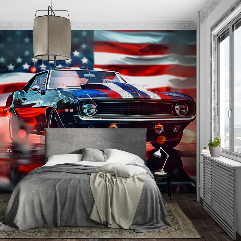 Papier peint voiture americaine piece ados