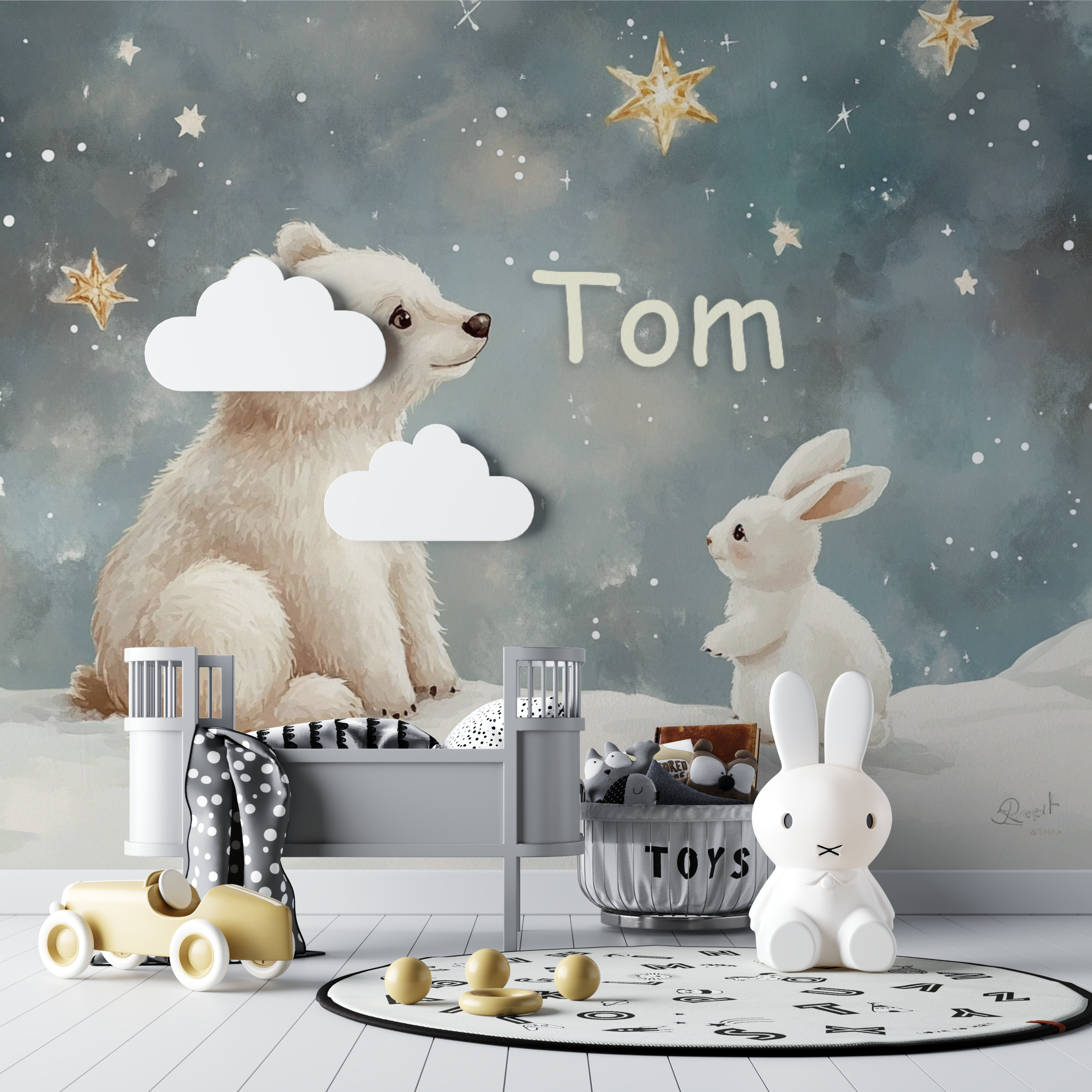 Papier peint prenom ours bebe tipi