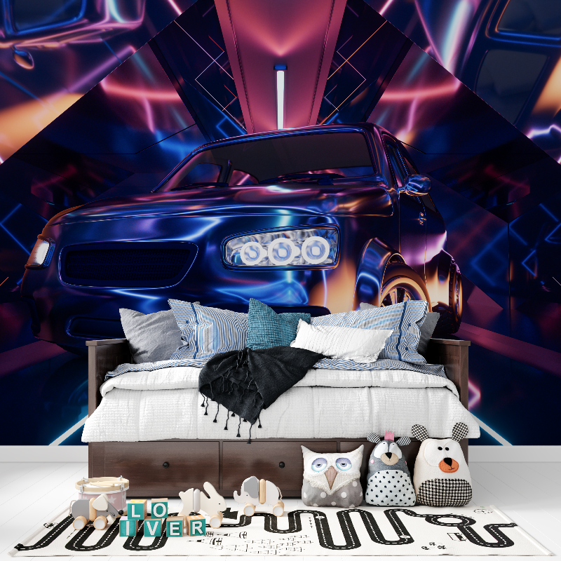 Papier peint 3d voiture tunning panoramique garcon