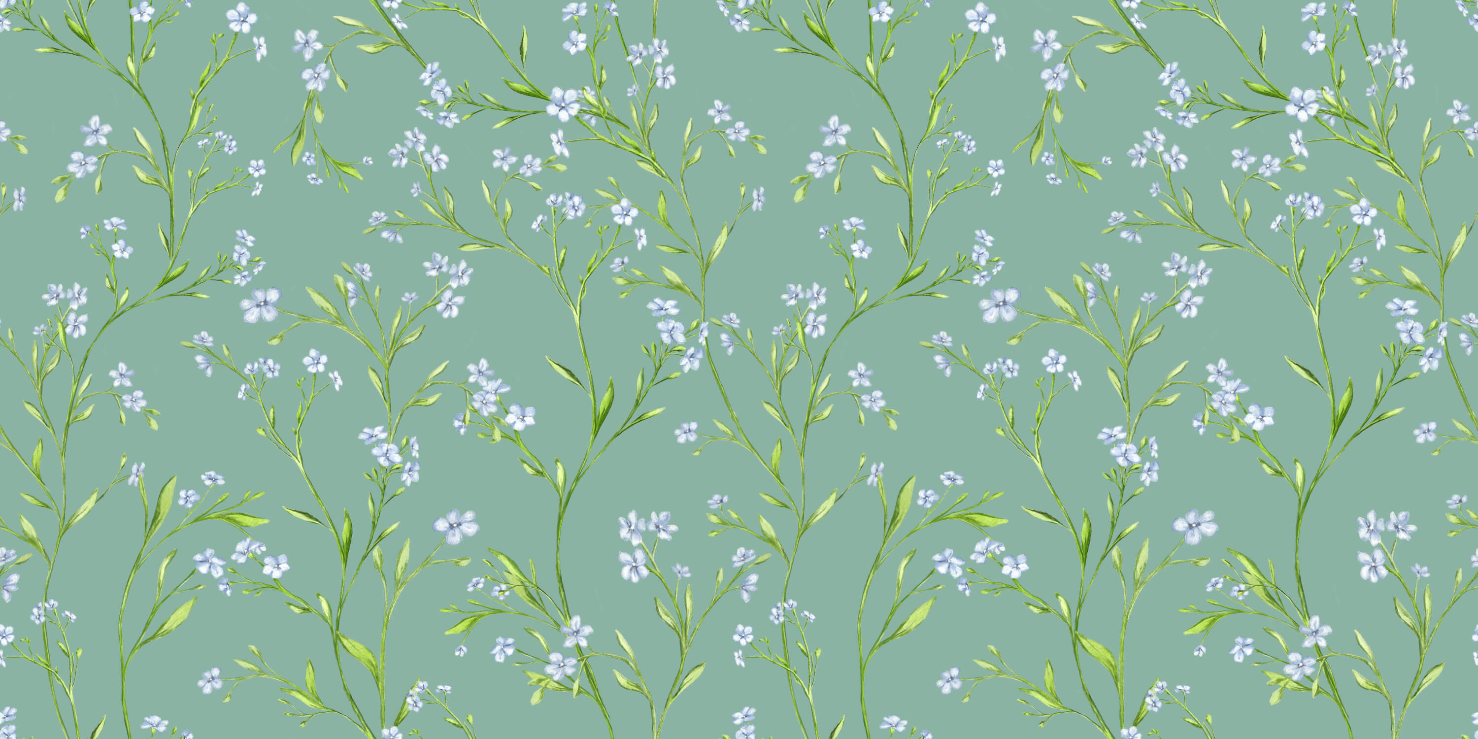 Papier Peint Fleuri Vert