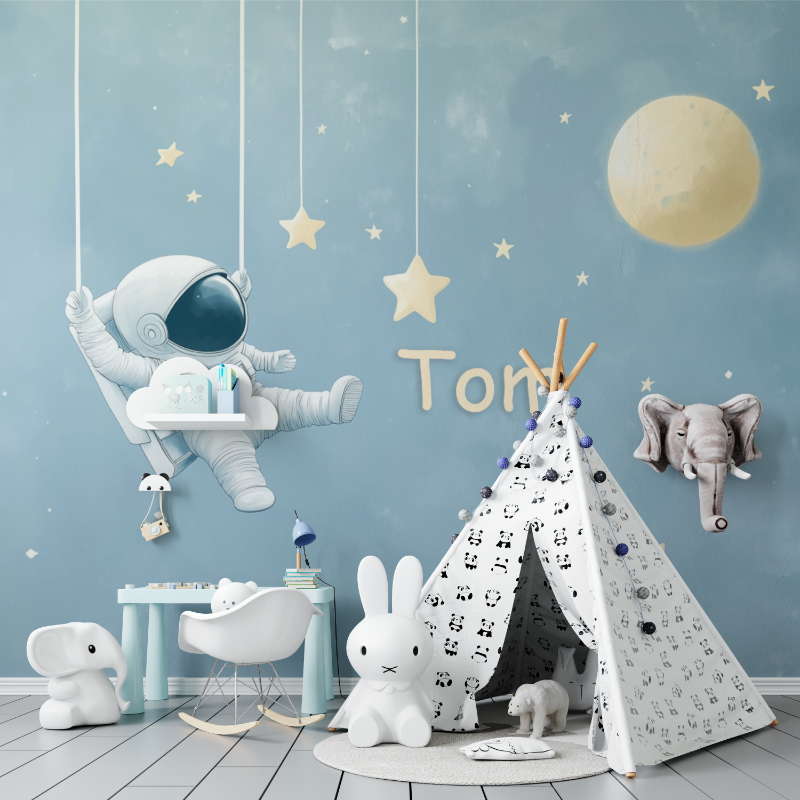 Papier peint prenom astronaute tapisserie murs