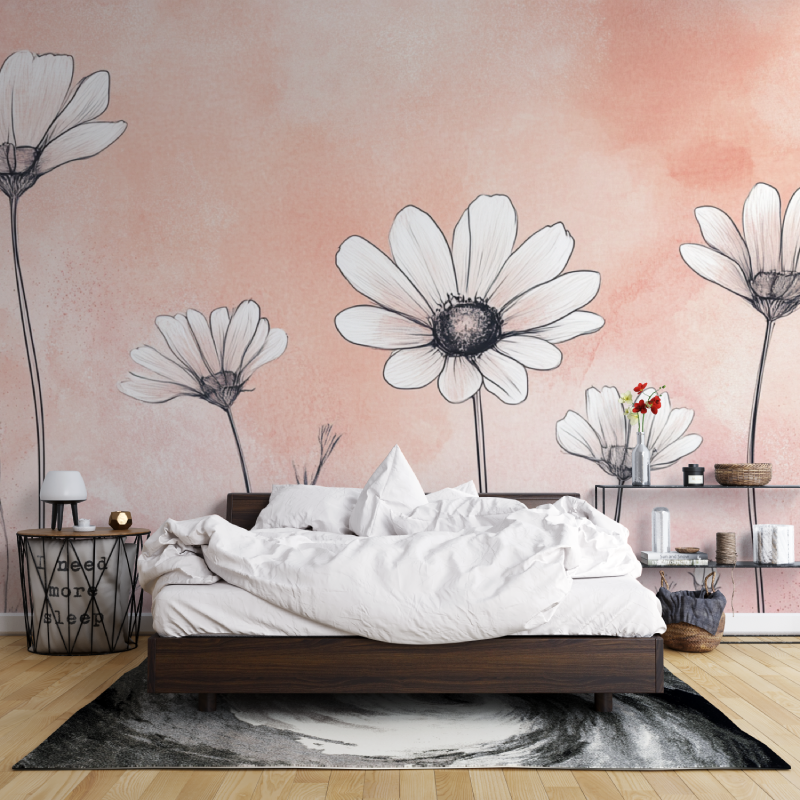 Papier peint marguerites tendance leroy merlin mur