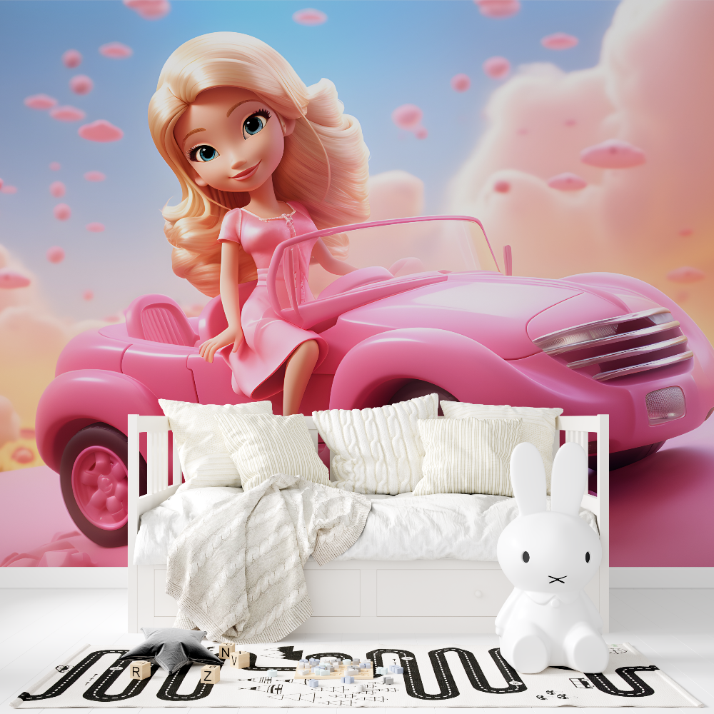 Papier peint barbie rose tapisserie fille
