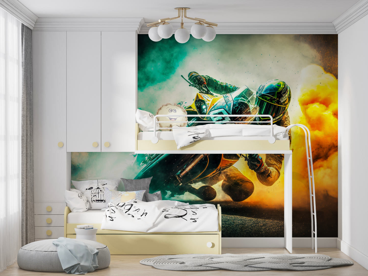 Papier peint moto de course manga hero