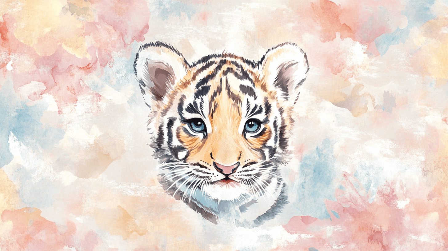 Papier Peint Tigre Et Couleurs Pastel