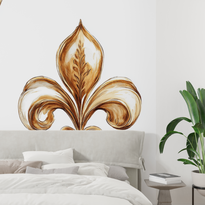 Papier peint fleur de lys fond blanc tapisserie tendance