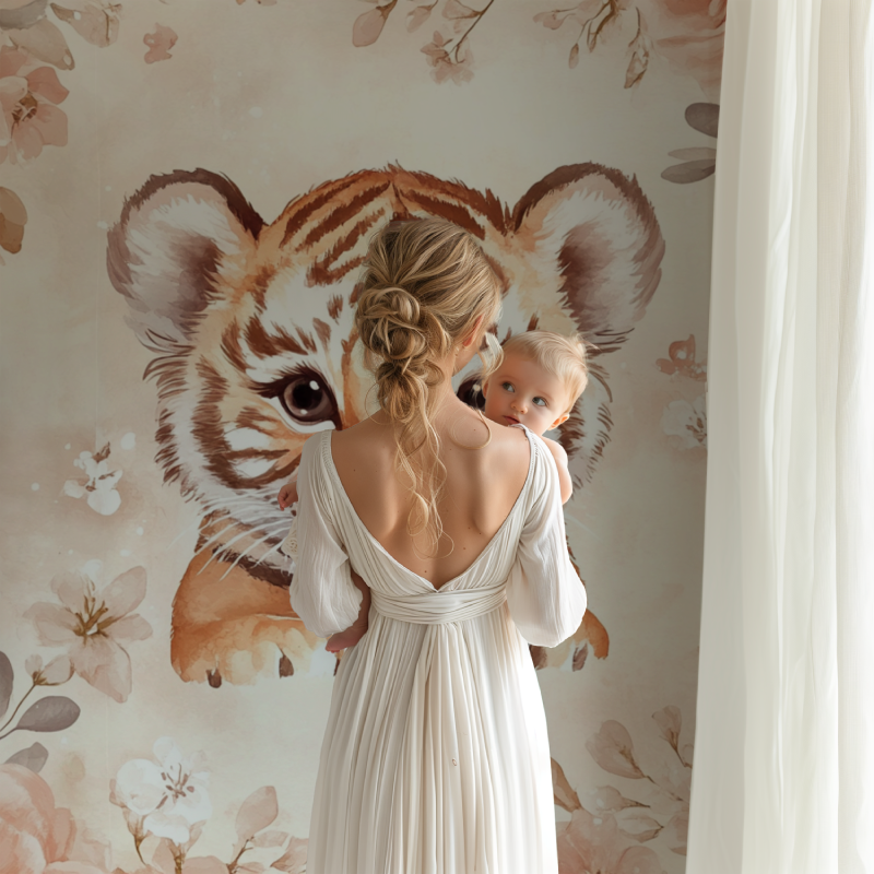 Papier peint tigre floral bb123