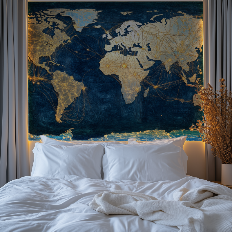 Papier peint carte du monde murale chambre tendanc