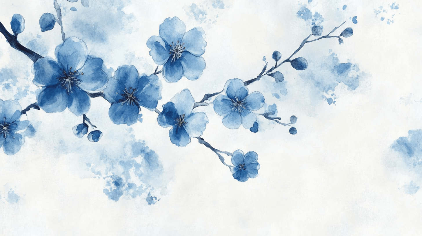 Papier Peint Fleur De Cerisier Bleu