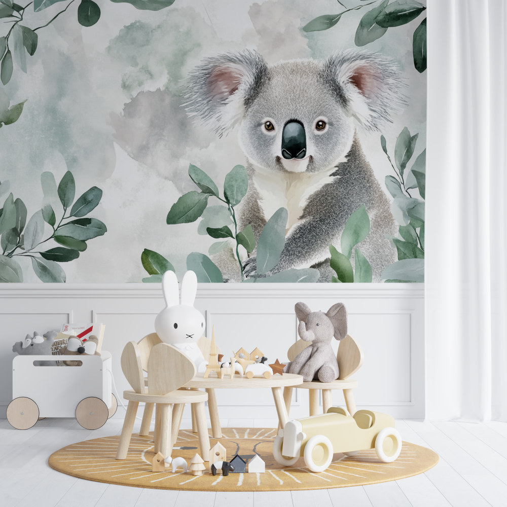 Papier peint koala reve dans la brume chambre de bebe