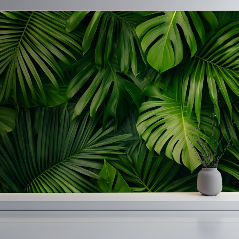 Papier peint fleur de palmier mur blanc