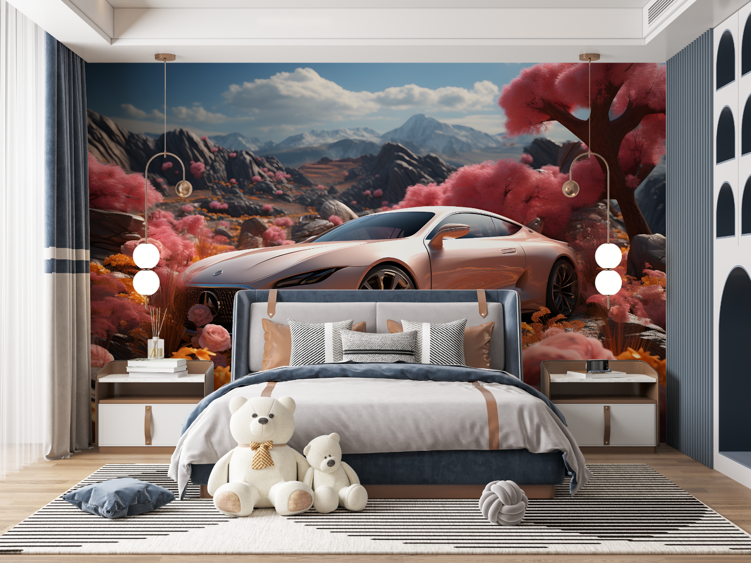 Papier peint geant voiture luxe mur panoramique