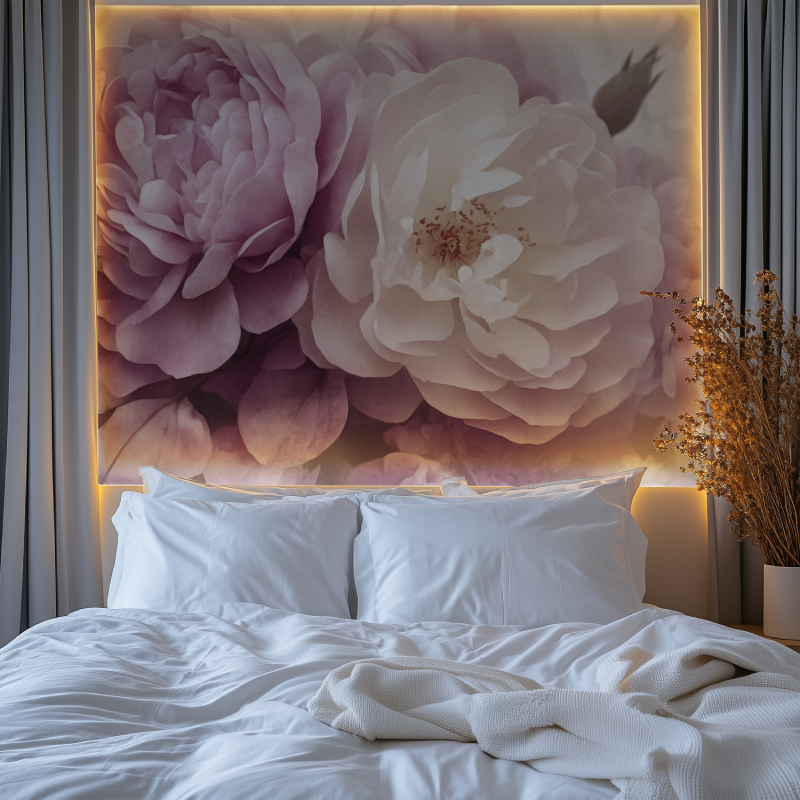 Papier peint grosses fleurs vintage chambre tendanc