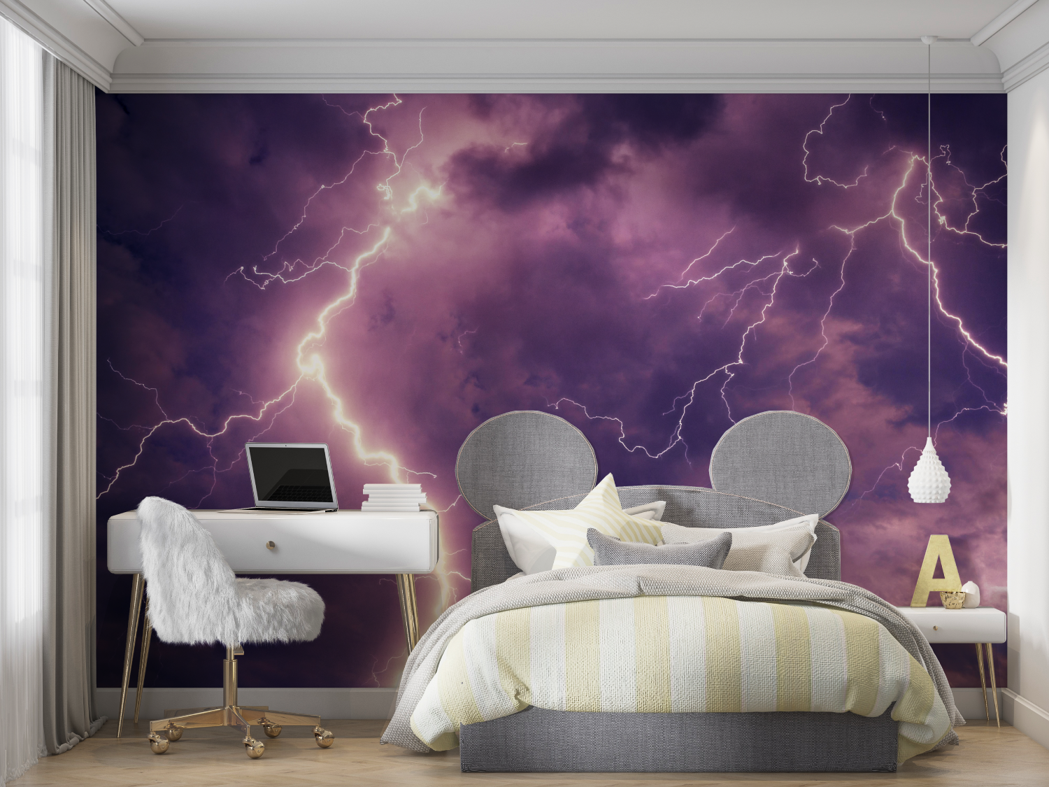 Papier Peint Éclairs - mur chambre panoramique