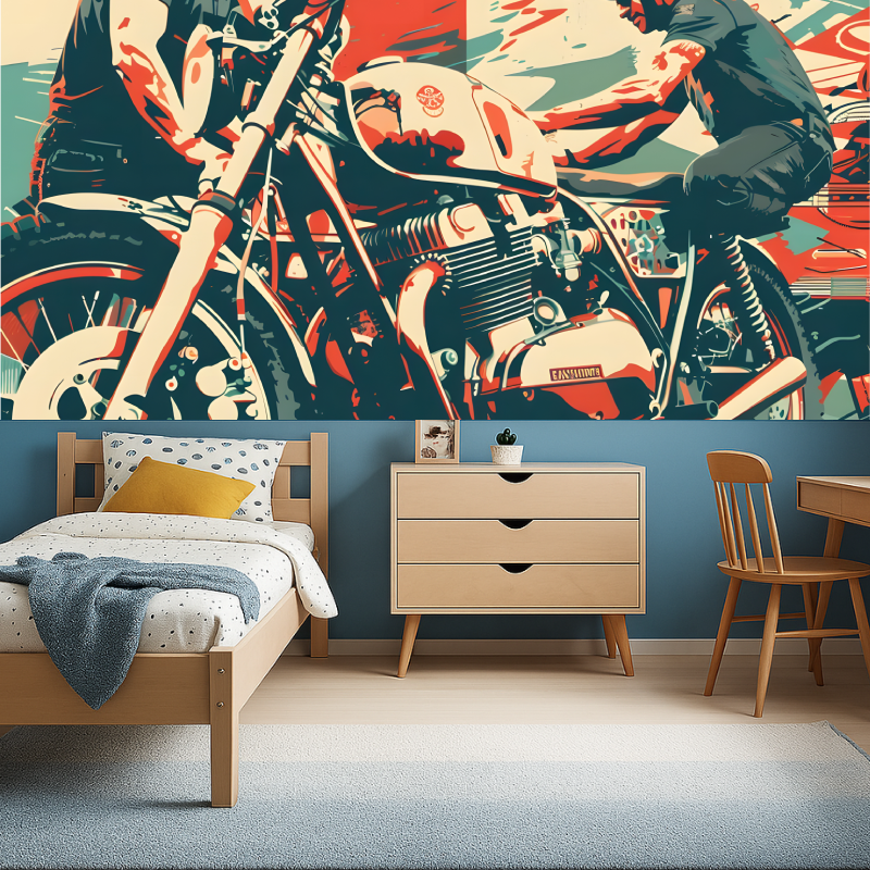 Papier peint graffiti moto salon garcon456