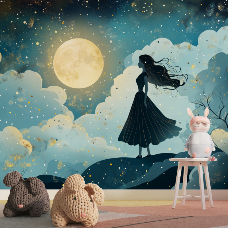 Papier peint princesse art deco tapisserie pour fille